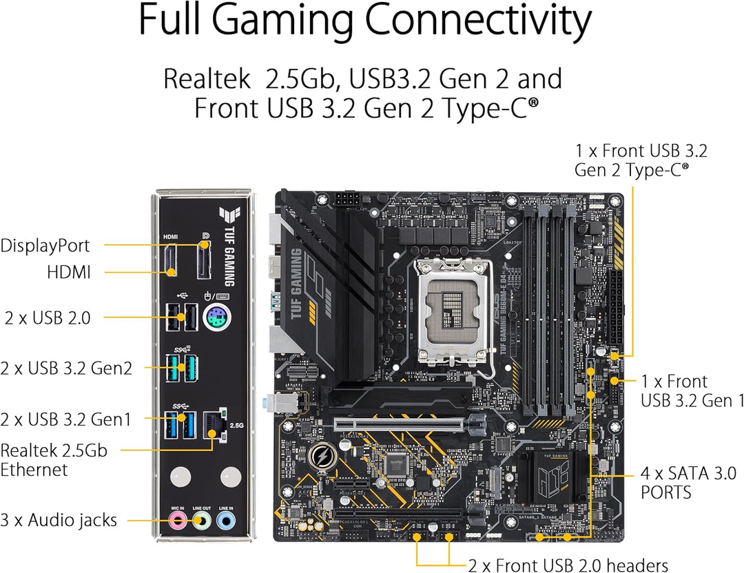 ASUS TUF GAMING B660M-E D4 Mainboard Sockel Intel LGA 1700 (Intel B660, mATX, DDR4 Speicher, PCIe 4.