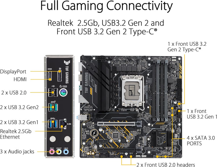 ASUS TUF GAMING B660M-E D4 Mainboard Sockel Intel LGA 1700 (Intel B660, mATX, DDR4 Speicher, PCIe 4.