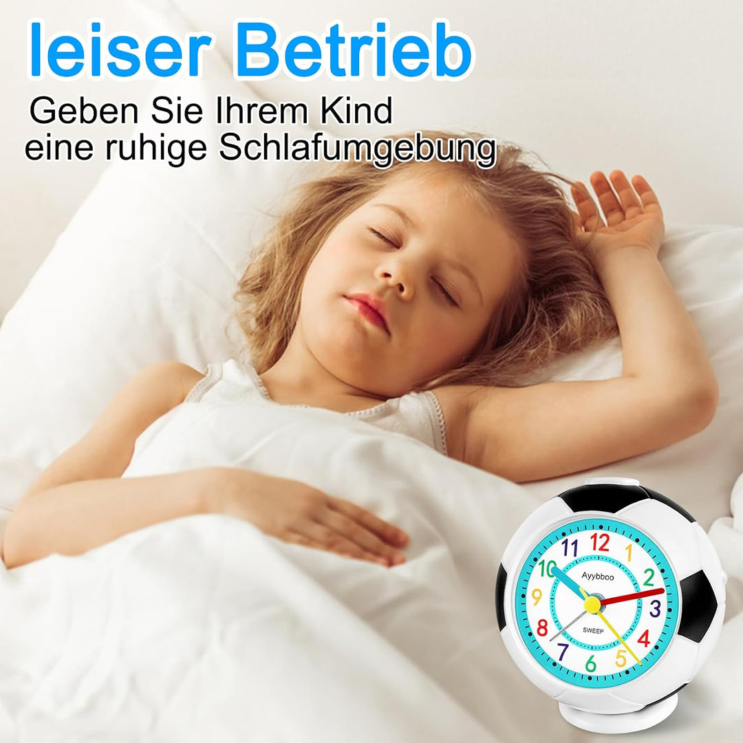 Fussball Wecker Kinder für Jungen Und Mädchen Ohne Ticken Blau, Blau