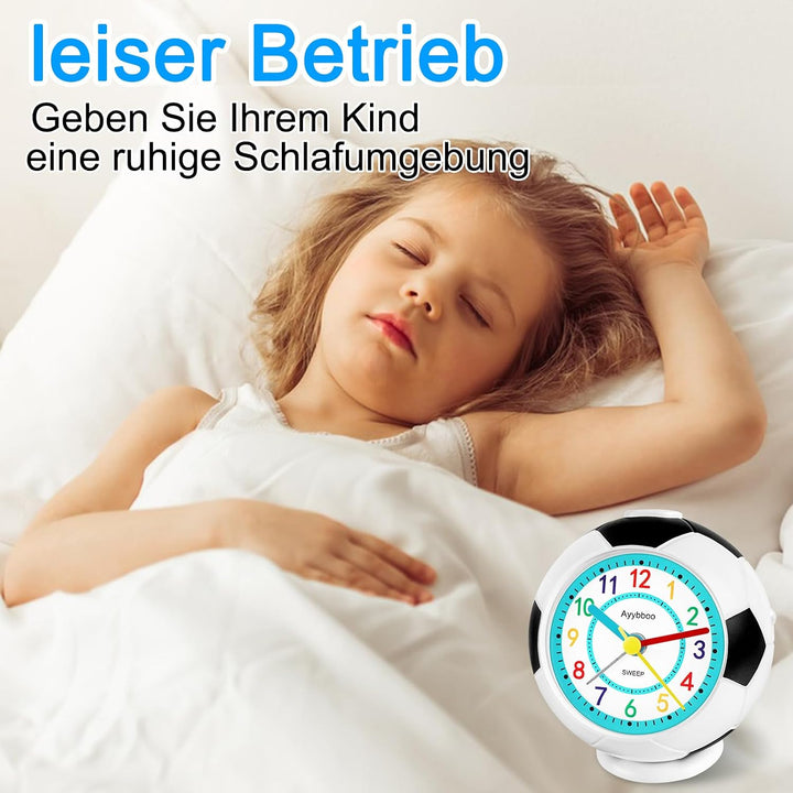 Fussball Wecker Kinder für Jungen Und Mädchen Ohne Ticken Blau, Blau