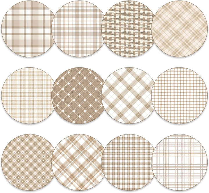 36 Blatt Kariertes Scrapbook Papier, Doppelseitiges Bastelpapier (Beige), Beige