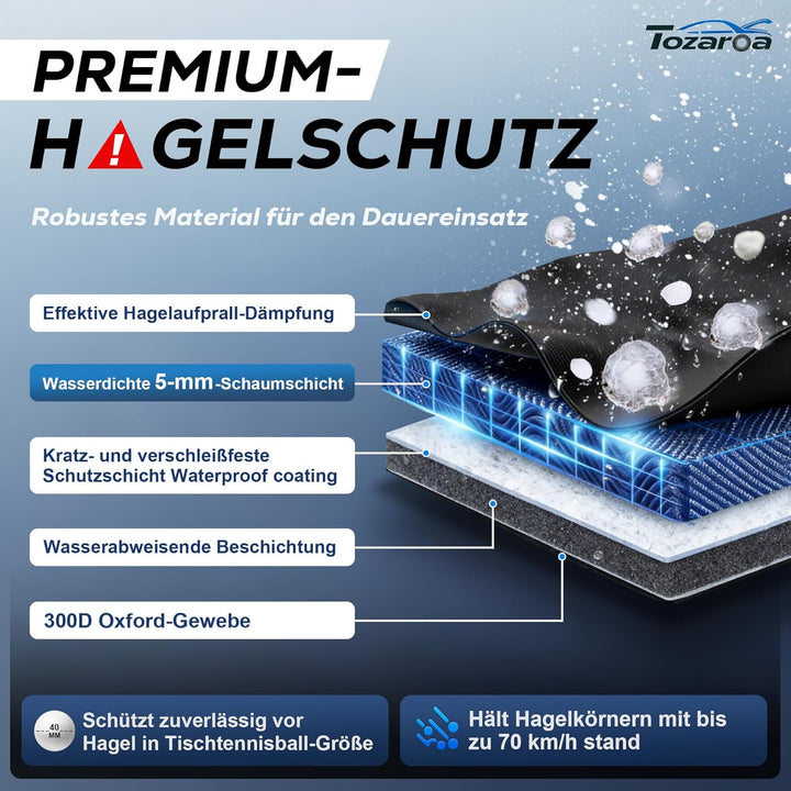 Hagelschutzplane Auto mit separater Sonnenblende,Limousine Wasserdicht Auto Autoabdeckung, Abdeckpla