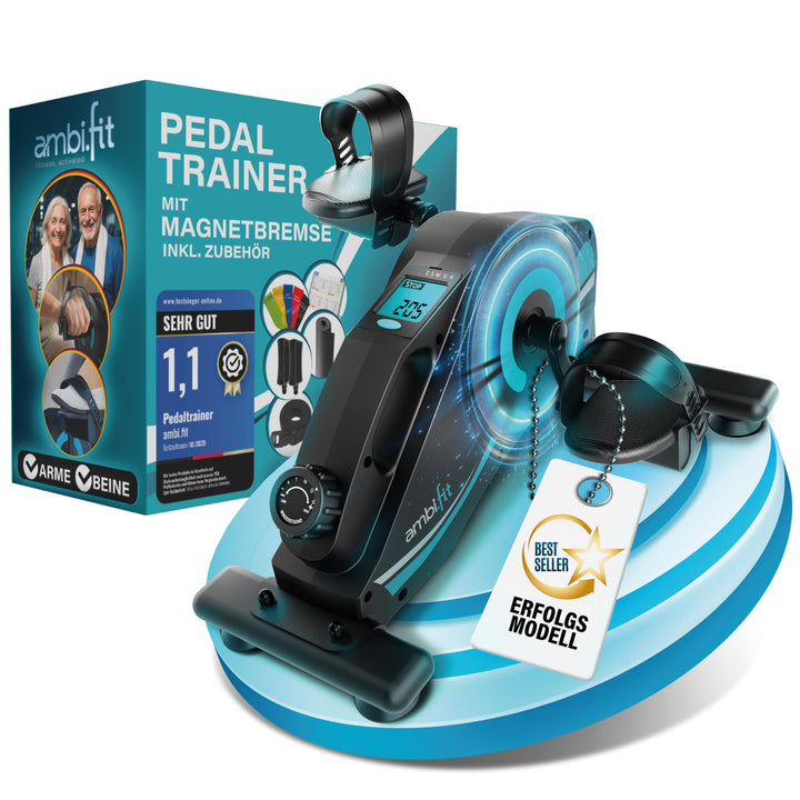Pedaltrainer Ergometer Set [Magnetbremse &amp; 16 Widerstandsstufen] Beintrainer &amp; Armtrainer mit Traini