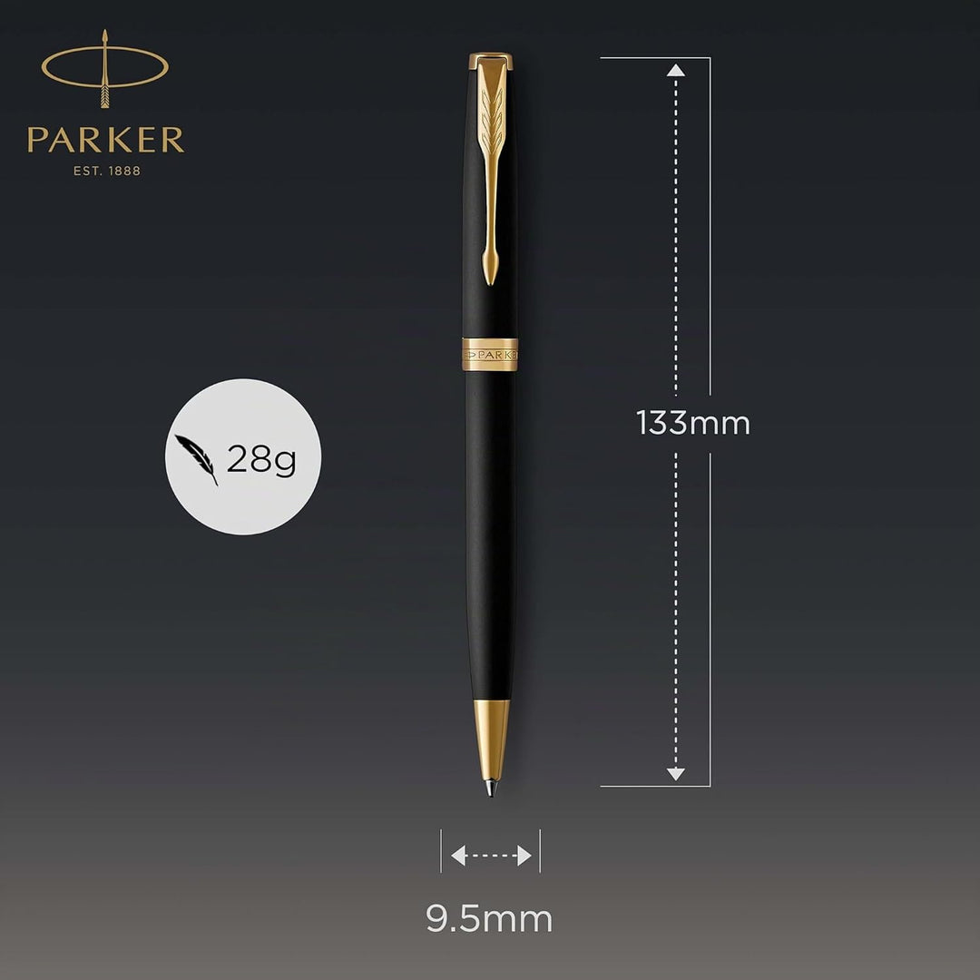 Parker Sonnet Kugelschreiber | Matt-Schwarze Lackierung mit Goldzierteilen | Mittlere Spitze | schwa
