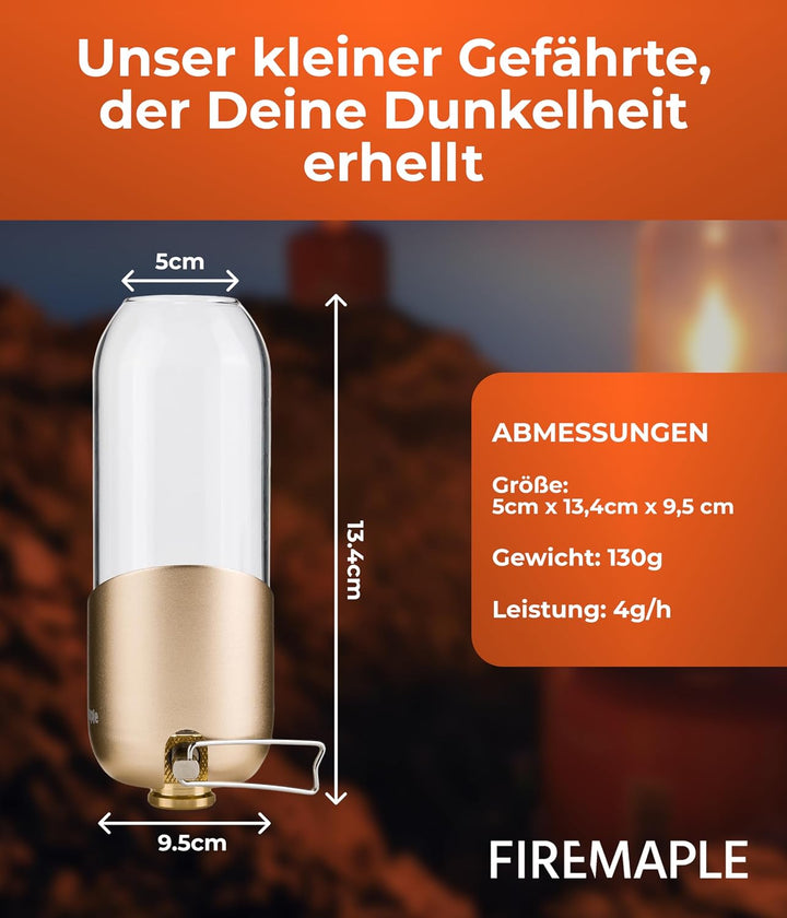 Fire-Maple Gaslampe Gaslaterne für Camping &amp; Outdoor [NUR 140g] - Gas Lampe aus Edelstahl, eloxierte