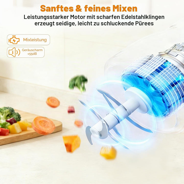 Babynahrungszubereiter, 5-in-1 Dampfgarer &amp; Mixer mit Timer, LED Display, Auto-Clean – Glas 316 Edel