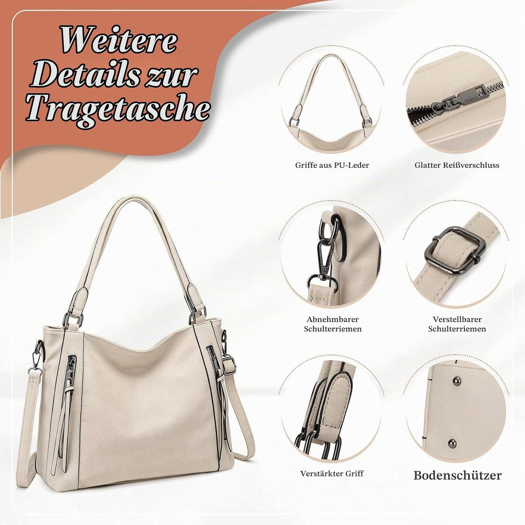 VINBAGGE Damen Handtasche Leder Henkeltasche Top Griff Tasche Vintage Weiches Umhängetasche Schulter