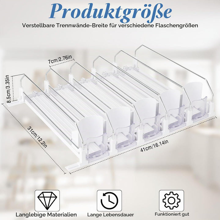 Fridge Organiser Drinks, 5 Rows Fridge Organiser Cans, Automatic Drink Organiser, Fridge Adjustable