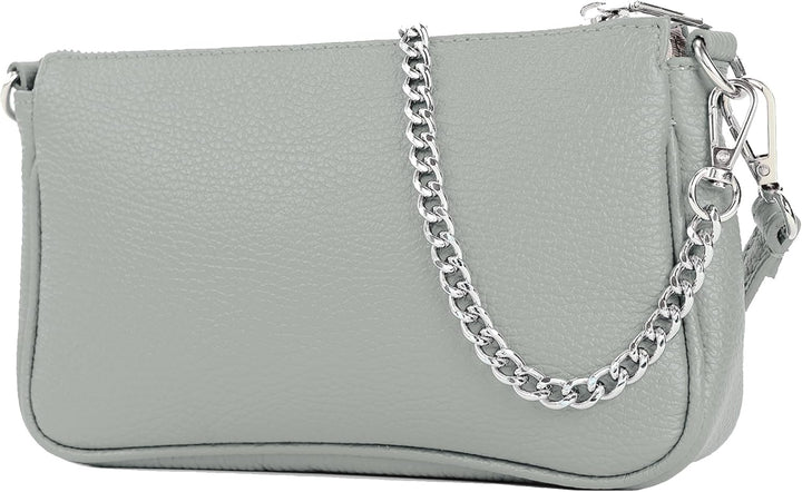 modamoda de - T237 - Umhängetasche Klein Small aus ital. Leder Telegrau, Telegrau