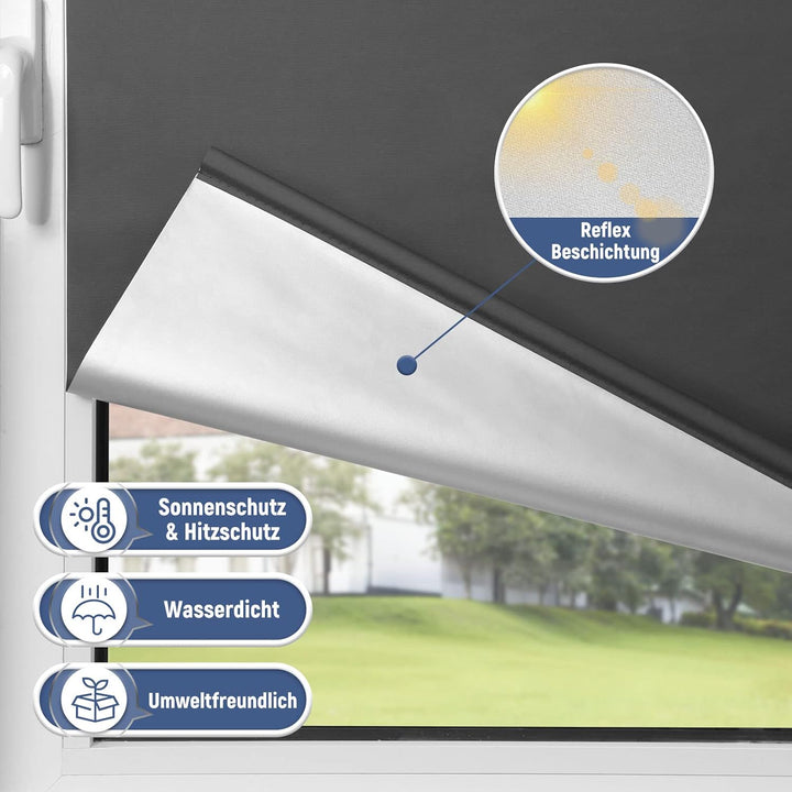 Verdunklungsrollo Klemmfix Rollo ohne Bohren Dunkelgrau B40 x H150cm-Stoffbreite 35cm Fenster Verdun
