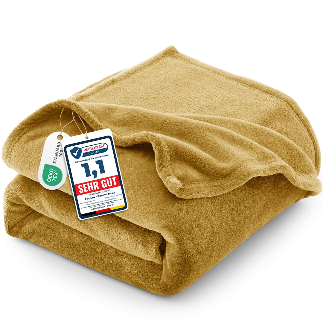 CozyLux Kuscheldecke Flauschig Decke 230x270 cm Gelb, 230x270 cm Gelb
