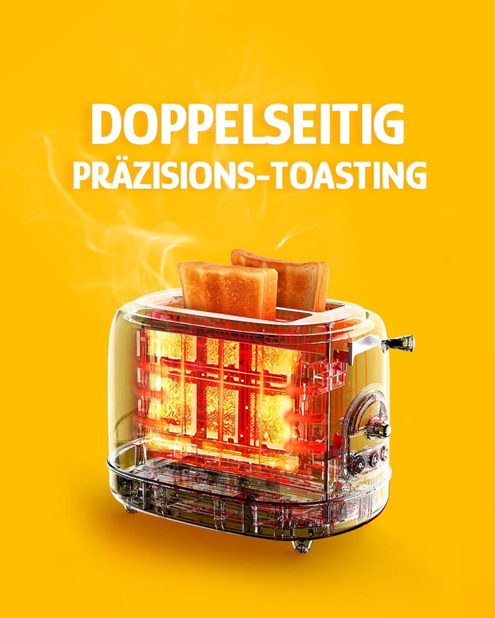 Hazel Quinn Retro 2 Scheiben Toaster, Edelstahl, Vintage Toaster, 6 variable einstellbare Bräunungss