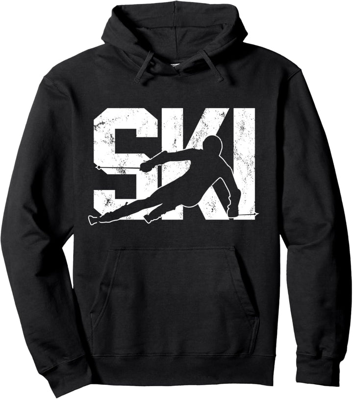Vintage Skifahrer Berge Skifahren Wintersport Ski Fan Pullover Hoodie