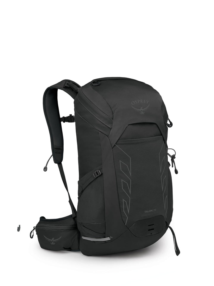 Osprey Talon 26L Herren Leichter Wanderrucksack mit Hüftgurt, Schwarz/Kohlegrau 26L - Standard Fit S