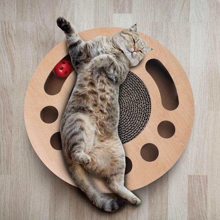 Nobleza 2 x Katzen kratzbrett mit Minze，Katzenspielzeug Interaktives mit 2 Klingelballs，3 in 1 Wellp