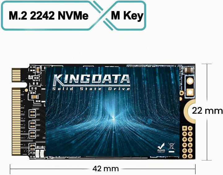 KINGDATA M.2 2242 SSD 1TB NVMe PCIe Gen3 x 4 Internal Solid State Drive, 3D NAND TLC, Gaming SSD, R/