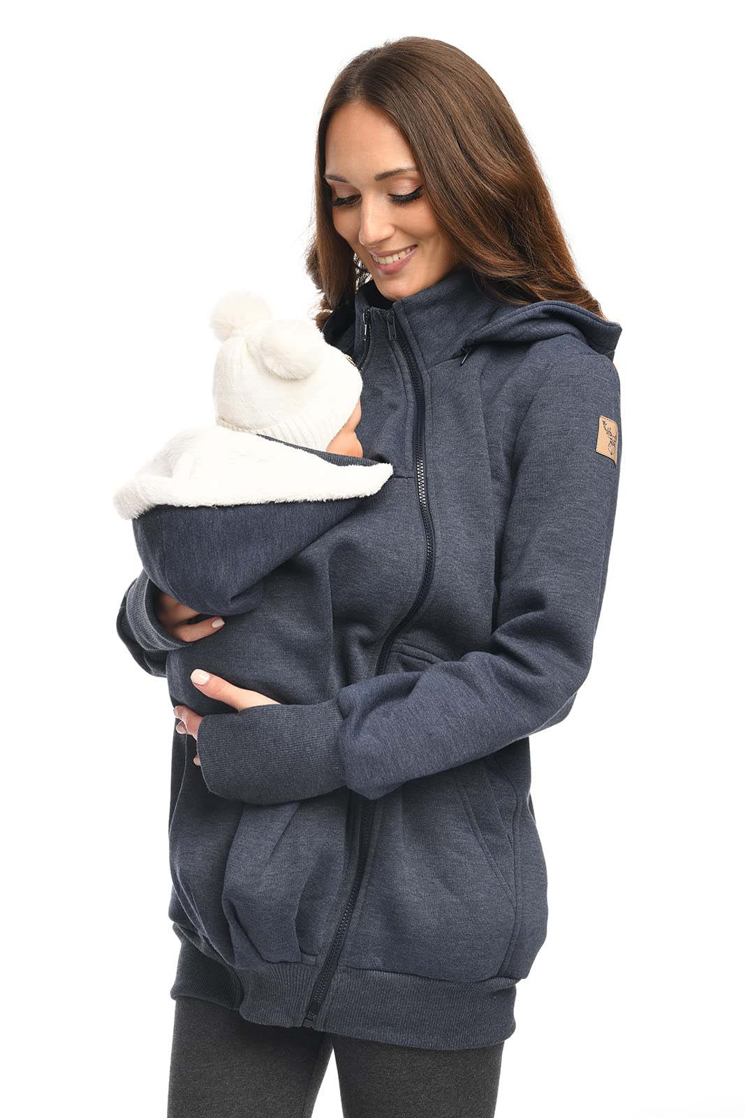 MijaCulture 3in1 Tragejacke Umstandspullover für Tragetuch für Babytrage Kängurujacke 4132 Jeans XXL