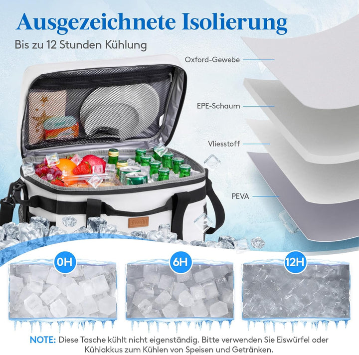 Lifewit Kühltasche 30L 50 Dosen, Faltbar Picknicktasche für Essen &amp; Getränke, Kühlbox Tragbare Eista