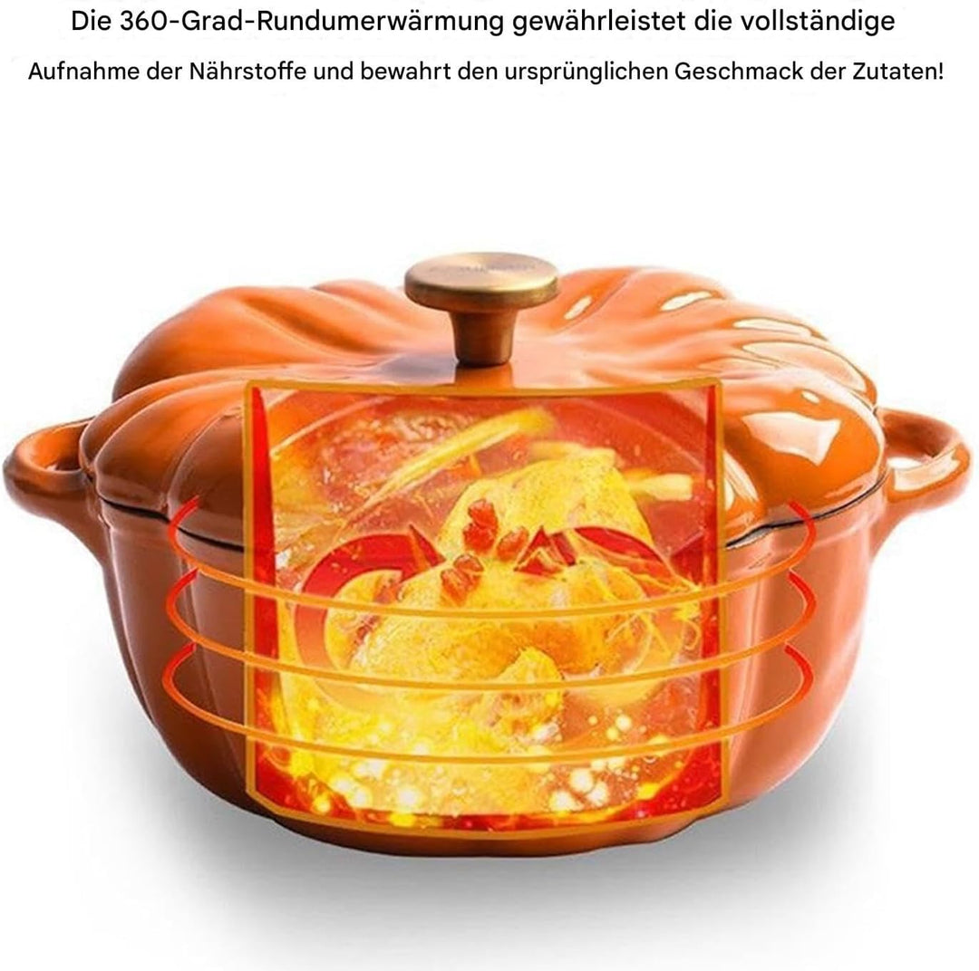 Kürbis Topf | Kürbis Design Emailletopf | Emailliertes Holländisches Ofen Mit Gusseisen Mit Deckel |