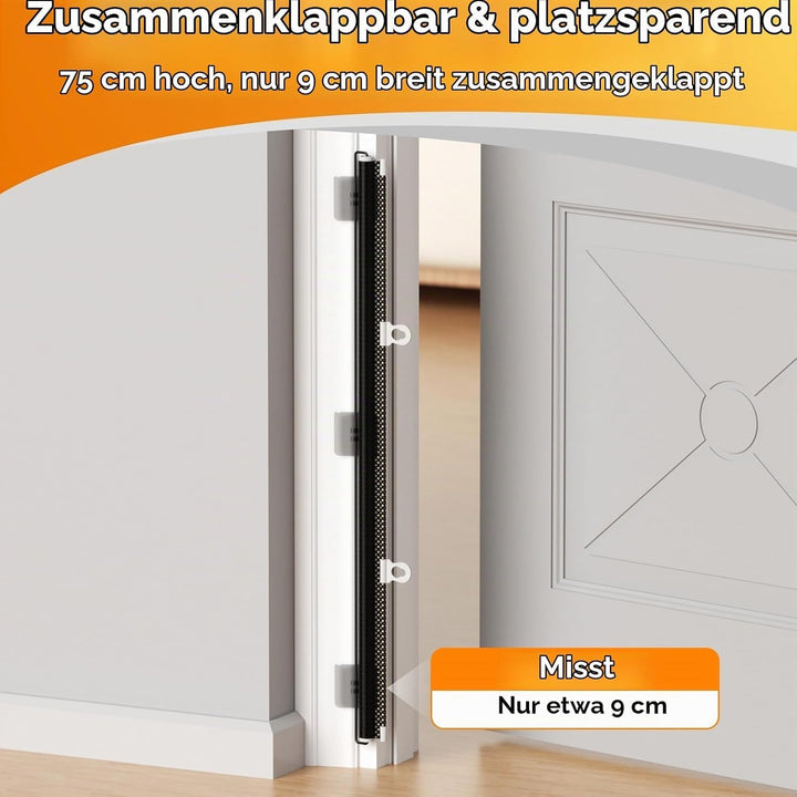 0-140cm Treppenschutzgitter Ausziehbar, Kindersicherung Treppe, Höhe 75cm