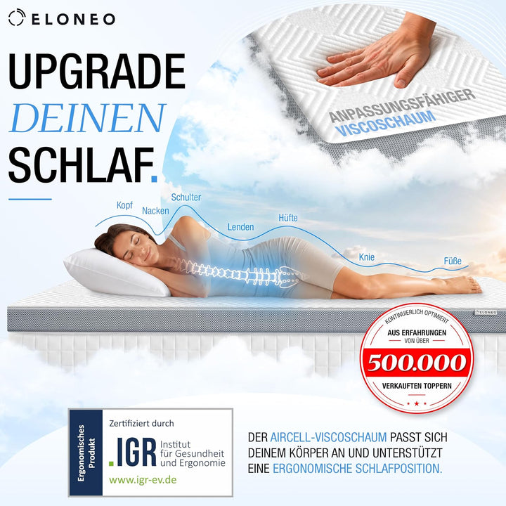 Viscoelastischer Matratzen Topper 80x190cm, Matratzentopper mit Memory Foam Effekt, 8 cm Höhe, Matra
