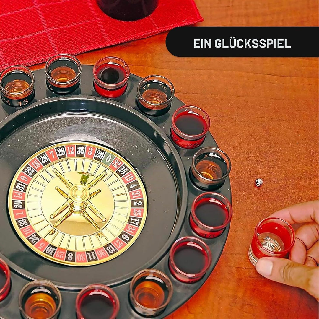 WANTED Schnapsglas Roulette Komplettset Trinkspiele, Kunststoff, rot/schwarz, 16PCS Set, 16PCS Set