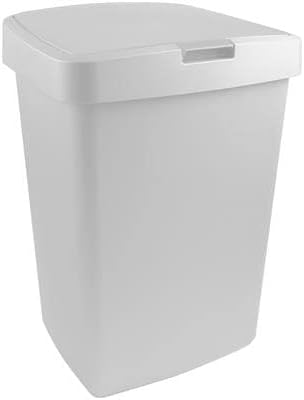 Sunware Delta Klappdeckeleimer - mit Haltering für Müllsack - 50 Liter - 39,7 x 34,5 x 60 cm - weiss