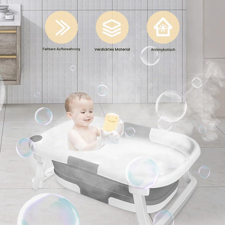Faltbare, rutschfeste Babybadewanne, ideal für Neugeborene, Jungen und Mädchen – nur Badewanne (Grau