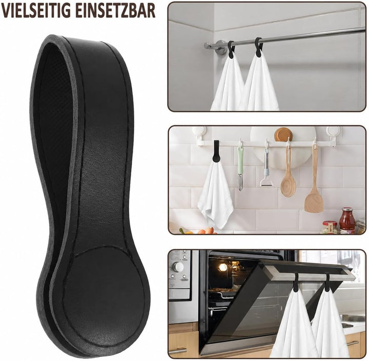 4 Stück Magnetische Handtuchclips,Handtuchhalter Leder,Leicht Zugänglicher Handtuchaufhänger,für Küc