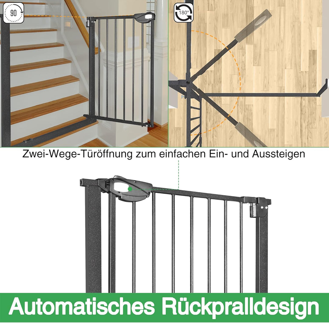 YRHome Türschutzgitter Treppengitter ohne Bohren für Breiten 105-115 cm,180° beidseitig öffnen Autoc