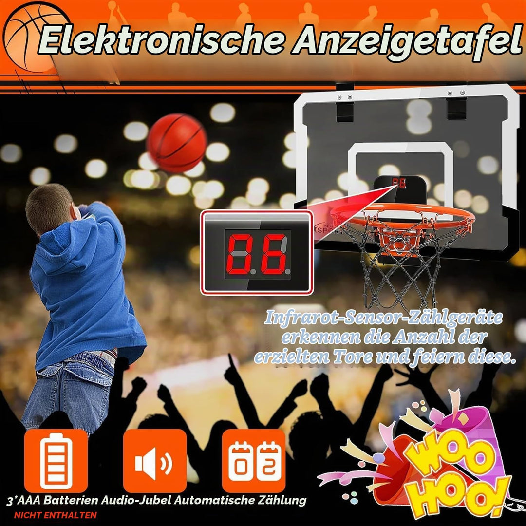 TEUVO Basketballkorb für Kinder und Erwachsene, Strong Indoor Mini Basketballkorb für Tür mit Pumpe,