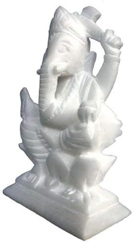 StonKraft White Stone Marble Ganesh Ganesha Ganpati Ganapati Vinayaka Murti Idol for Daily Pooja Puj
