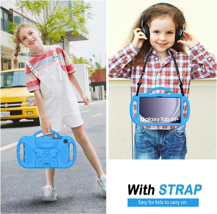 AVAWO Kinder Hülle für Samsung Galaxy Tab A9+/A9 Plus 11 Zoll 2023 Hülle, mit Band, stossfest, leich