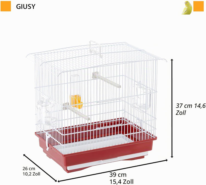 Ferplast Vogelkäfig Kanarienvogel, inkl. Vogelspielzeug, Vogel-Futternapf, Vogel-Sitzstangen, Weiss,