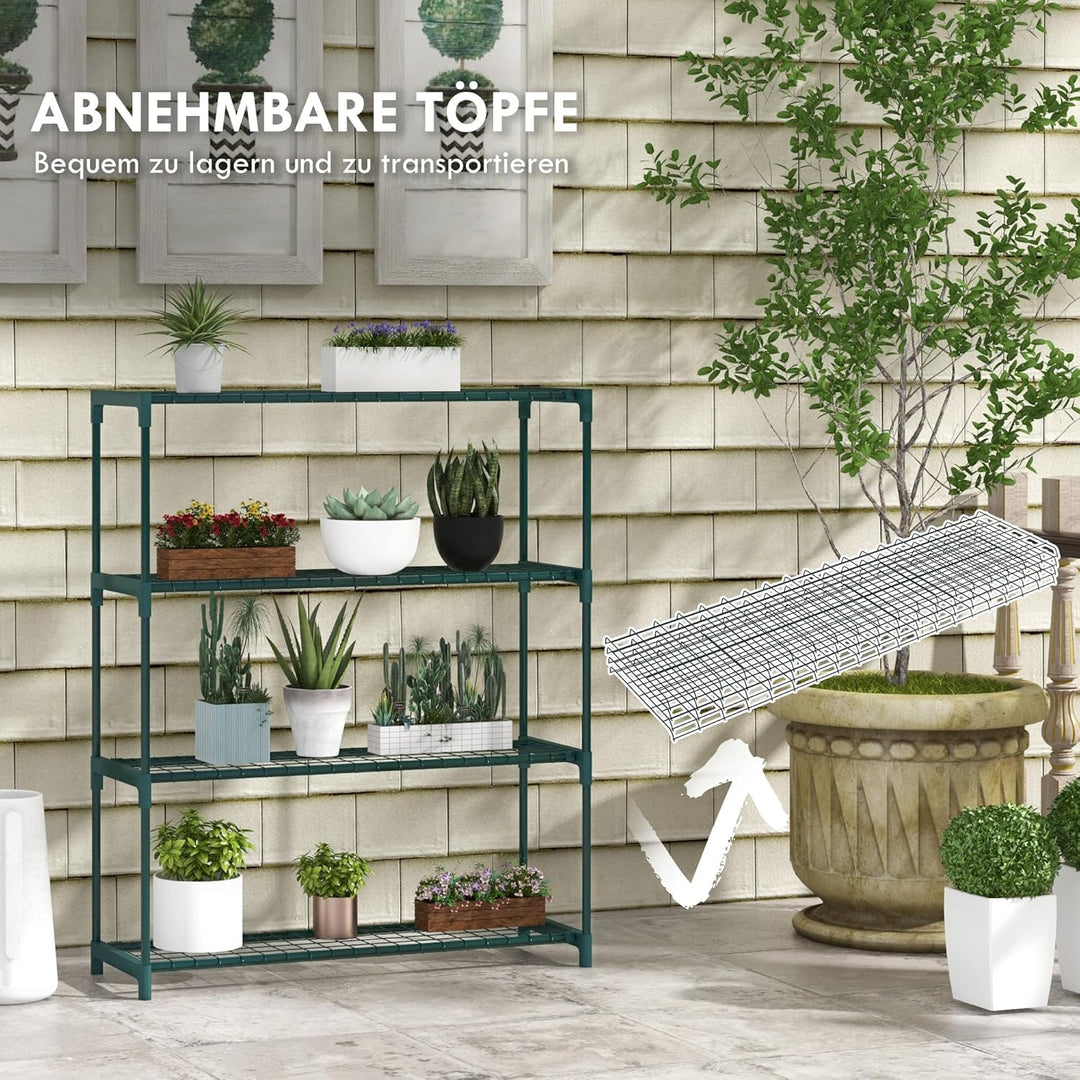 Outsunny Pflanzenregal, Blumenständer mit 4 Ebenen Blumenregal, Pflanzenständer für Garten, Balkon,