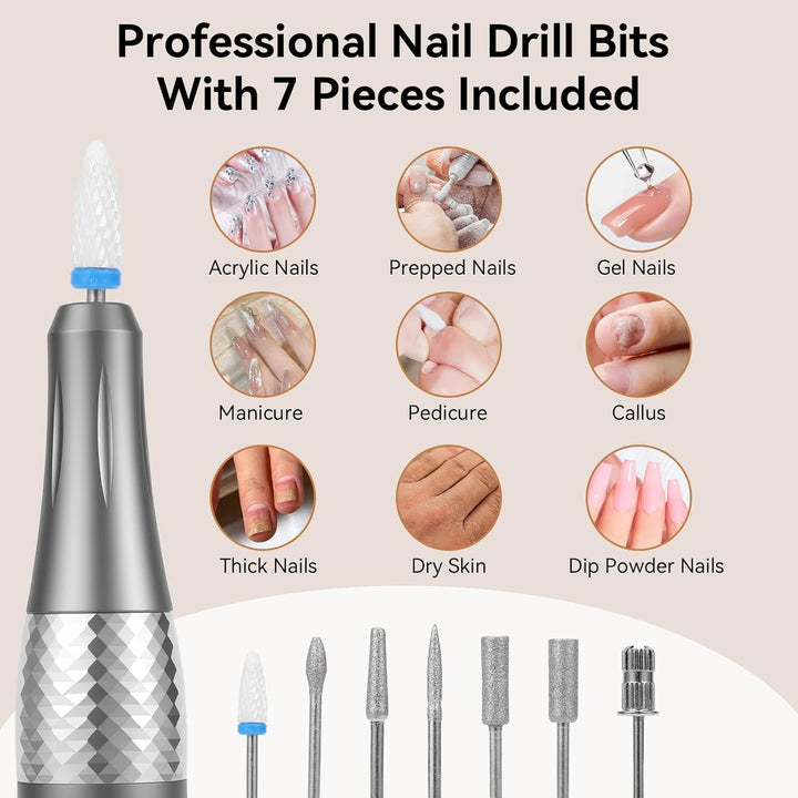 Elektrisch Nagelfräser, 45,000RPM Fräser Nail Drill Nagelfräser Set, Professionelle Nagelfeile mit L