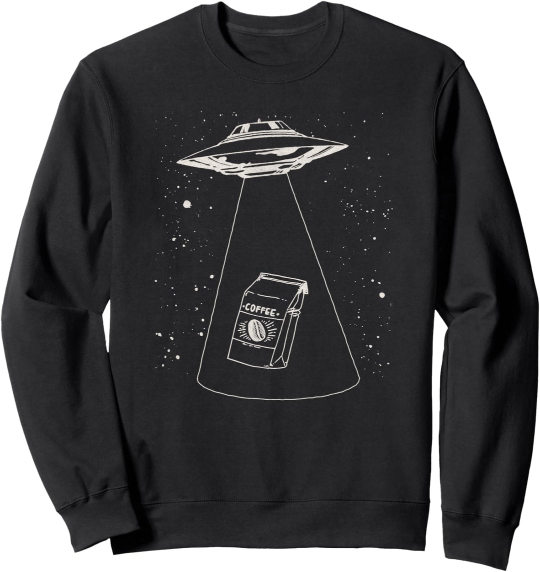 Funny Coffee Alien Abduction UFO, Flying Saucer. Retro Style Sweatshirt