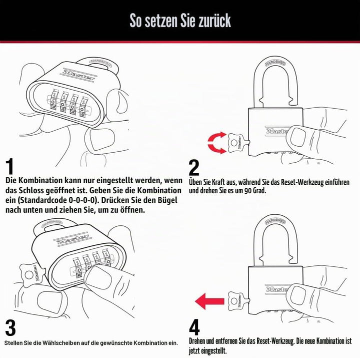 Master Lock 178D Zahlenschloss, 1 Stück, Schwarz 1 Pack, 1 Pack
