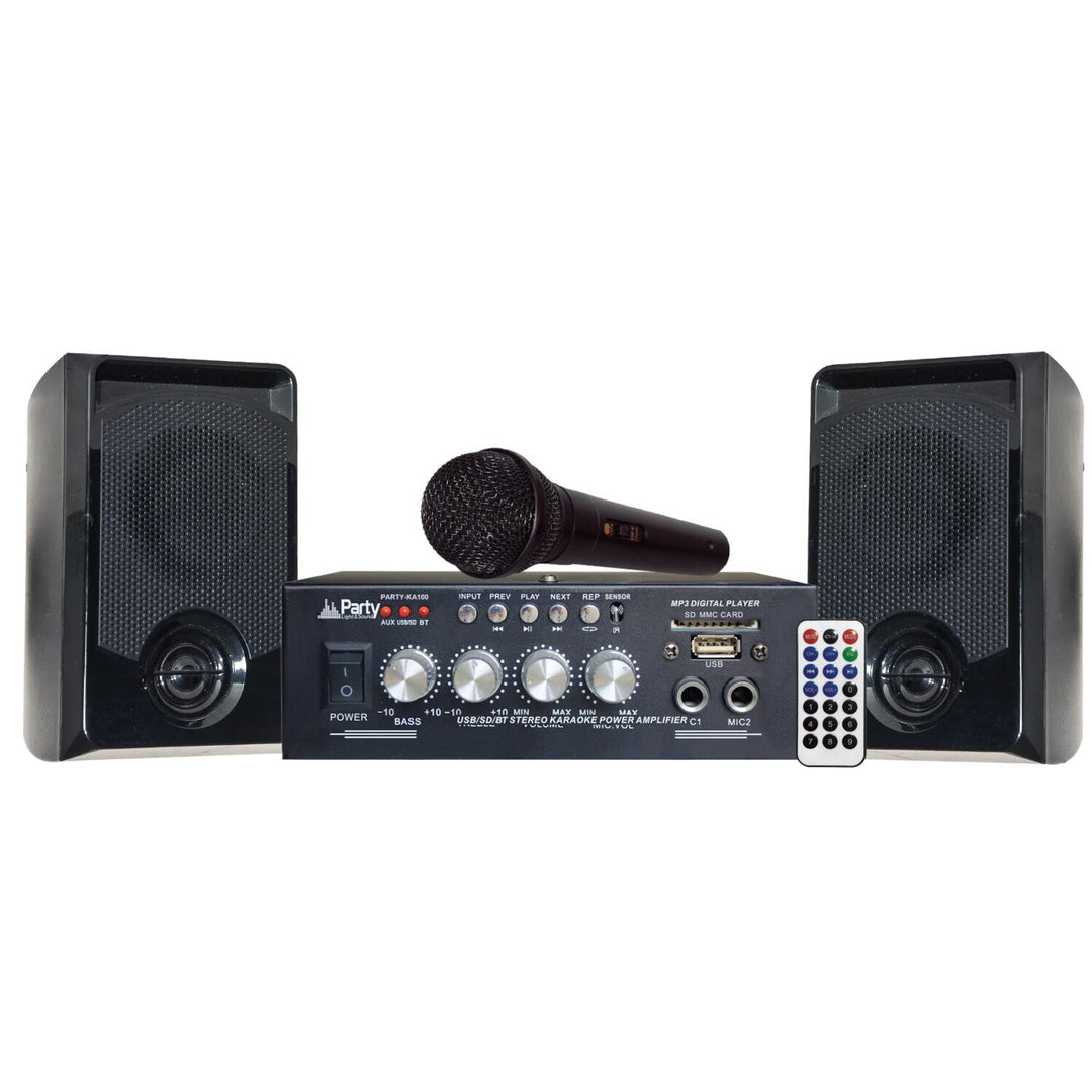PARTY-KA100 - PARTY - Karaoke-Set mit 1 Verstärker (2x50W), 1 Mikrofon und 2 Lautsprechern (2x50W) -