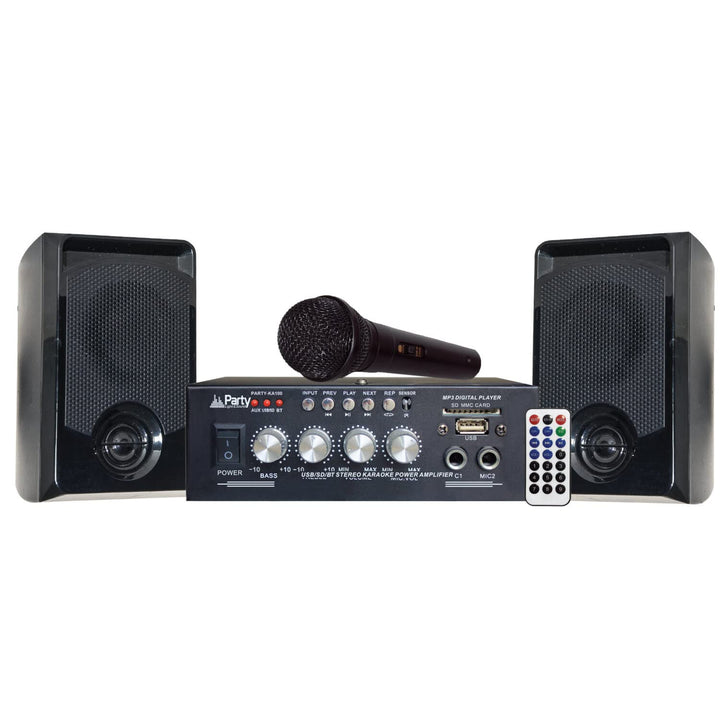 PARTY-KA100 - PARTY - Karaoke-Set mit 1 Verstärker (2x50W), 1 Mikrofon und 2 Lautsprechern (2x50W) -