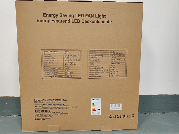 Deckenventilator mit Beleuchtung für Schlafzimmer, Ø48cm, Leise DC Motor 20W, Fernbedienung, 6-Gang,