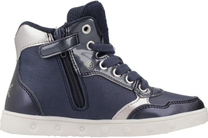 Geox Mädchen J Skylin Girl E Sneakers, 24 EU Navy Platinum