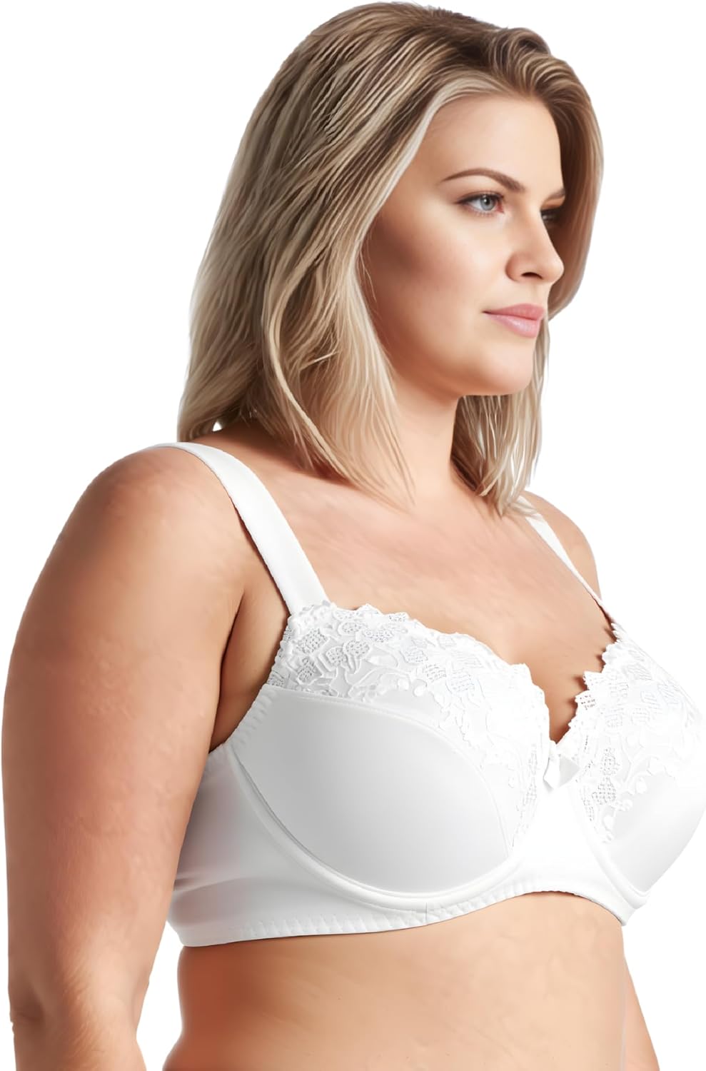 Curve Muse Übergrösse Minimizer Bügel Ungefütterte BHS mit Stickspitze - 3er Pack 75C Weiss,schwarz,