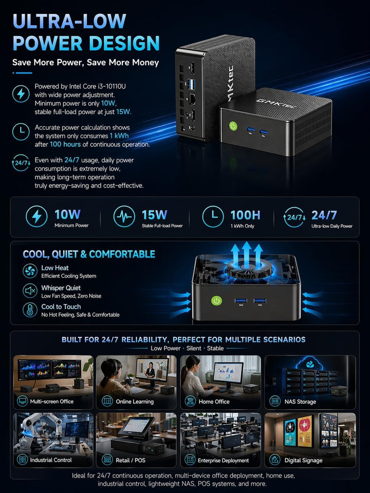 GMKtec Mini PC N97 11 Pro Micro Desktop Computer, 12. Gen Intel N97 (bis zu 3.60GHz) 12GB DDR5+512GB