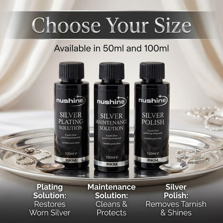 Nushine Silver Maintenance Solution 100ml - Contains Pure Silver (ideal for Worn Silver) by Nushine