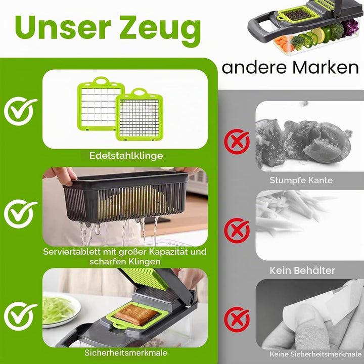 16-in-1 Gemüse Schneider, Gemüseschneider Mandoline Gemüsehobel – Multifunktionaler Küchenzerkleiner