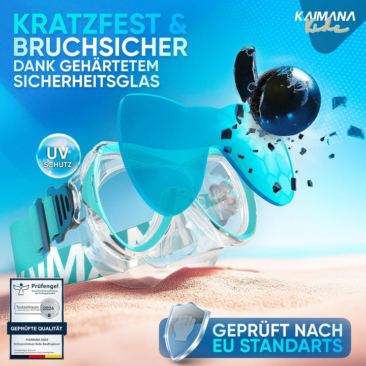 Das Neue KAIMANA® SeaExplorer Schnorchelset Kinder + Tragetasche, Taucherbrille mit Schnorchel, Tauc