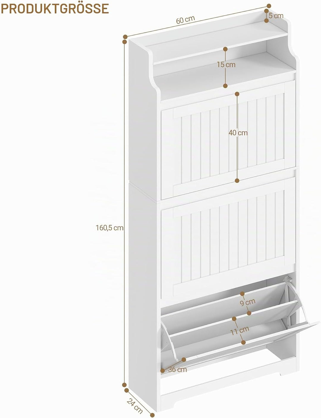 Hzuaneri Schuhschrank, Schuhregal Schuhkipper Schmal, Schuhkommode, Verstellbar, Schuhaufbewahrung f
