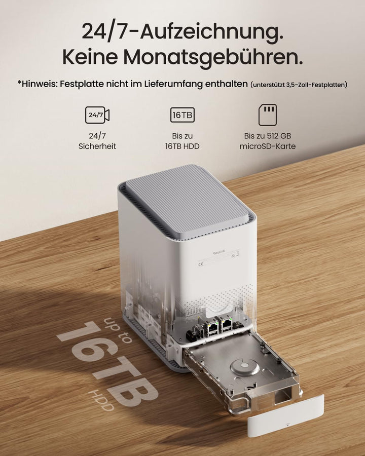 Reolink Lokalspeicher für Überwachungskamera, Bis zu 16TB HDD (Nicht inkl.)
