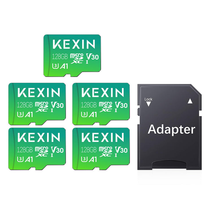 KEXIN SD Karte 128GB Micro SD Karten 5er Pack Speicherkarte Micro SDXC U3, A1, V30, C10 Micro SD Car